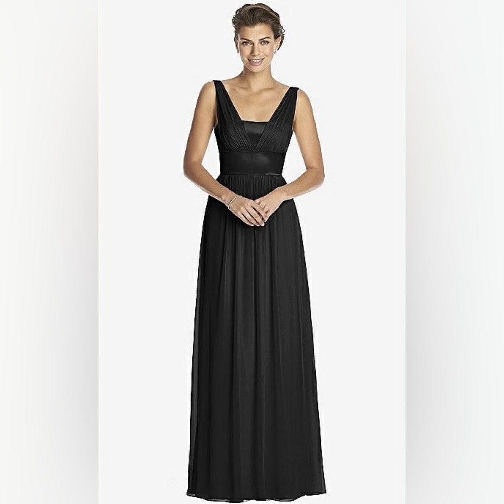 Elegant Lux Chiffon Black Evening Gown